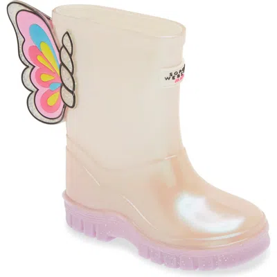 Sophia Webster Kids' 3d Butterfly Rain Boot In Pearl/rainbow