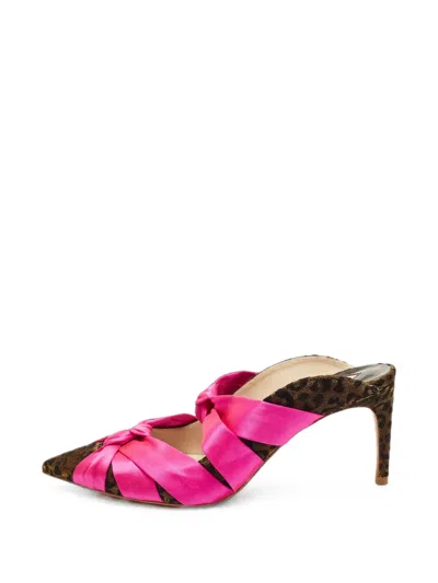 Pre-owned Sophia Webster Knot-embellished Jacquard Mules In Pink