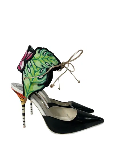 Pre-owned Sophia Webster Leaf-embellishment Leather Pumps In Black