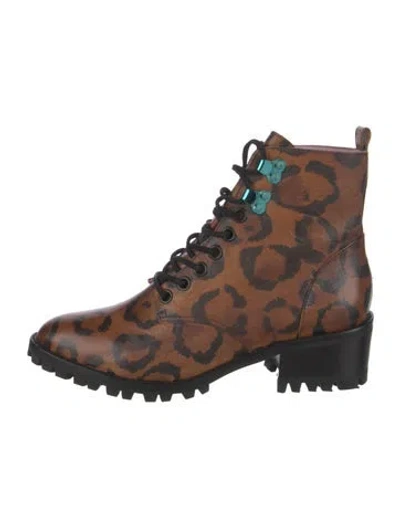 Pre-owned Sophia Webster Leather Animal Print Combat Boots In Multi