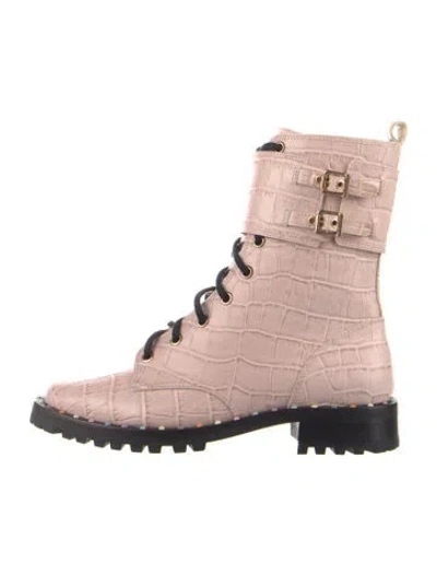 Pre-owned Sophia Webster Leather Animal Print Combat Boots In Pink