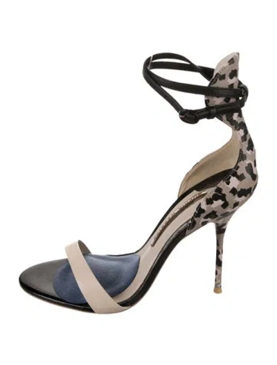 Pre-owned Sophia Webster Leather Animal Print Sandals In Black