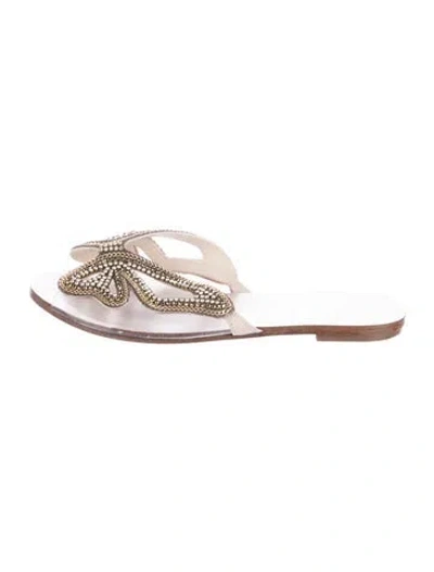 Pre-owned Sophia Webster Leather Animal Print Slides In Neutral