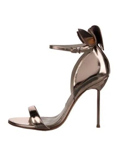 Pre-owned Sophia Webster Leather Bow Accents Sandals In Metallic