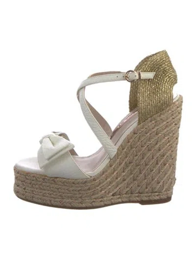 Pre-owned Sophia Webster Leather Bow Accents Sandals In White