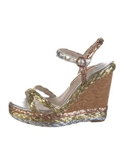 Pre-owned Sophia Webster Leather Braided Accents Sandals In Gold/metallic