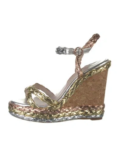 Pre-owned Sophia Webster Leather Braided Accents Sandals In Gold/metallic