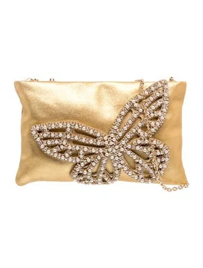 Pre-owned Sophia Webster Leather Clutch In Gold