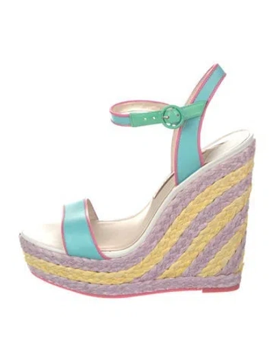 Pre-owned Sophia Webster Leather Colorblock Pattern Espadrilles In Blue