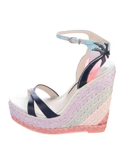 Pre-owned Sophia Webster Leather Colorblock Pattern Espadrilles In Blue