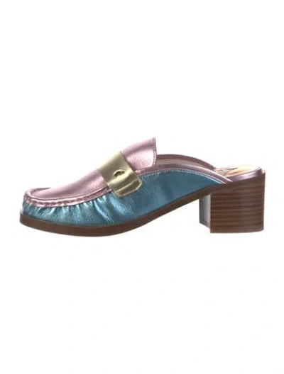 Pre-owned Sophia Webster Leather Colorblock Pattern Mules In Blue