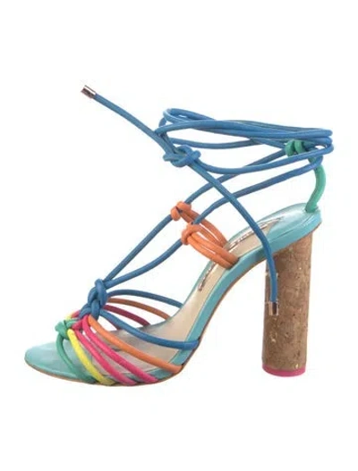 Pre-owned Sophia Webster Leather Colorblock Pattern Sandals In Blue