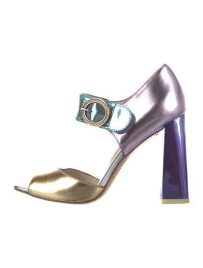 Pre-owned Sophia Webster Leather Colorblock Pattern Sandals In Purple