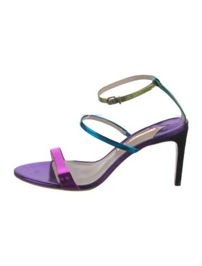 Pre-owned Sophia Webster Leather Colorblock Pattern Sandals In Purple