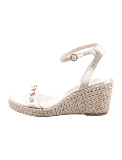 Pre-owned Sophia Webster Leather Crystal Embellishments Espadrilles