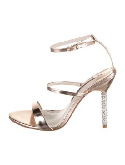 Pre-owned Sophia Webster Leather Crystal Embellishments Sandals In Gold/metallic