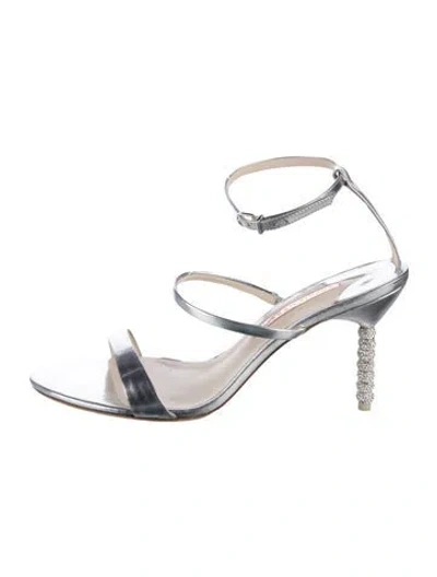 Pre-owned Sophia Webster Leather Crystal Embellishments Sandals In Metallic/silver