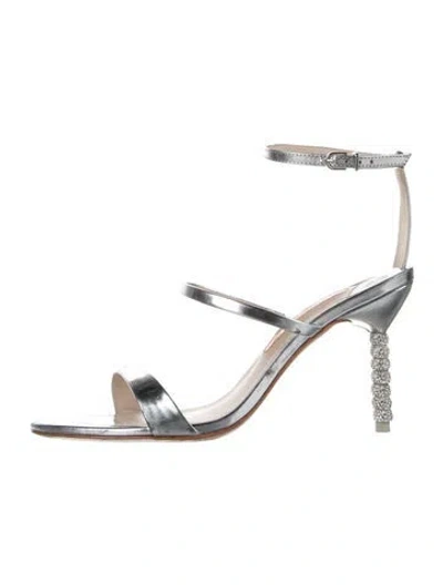 Pre-owned Sophia Webster Leather Crystal Embellishments Sandals In Metallic/silver