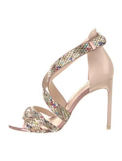 Pre-owned Sophia Webster Leather Crystal Embellishments Sandals In Neutral