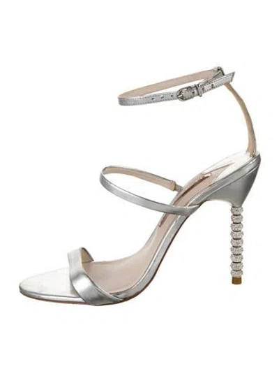 Pre-owned Sophia Webster Leather Crystal Embellishments Sandals In Silver