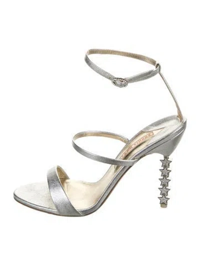 Pre-owned Sophia Webster Leather Crystal Embellishments Sandals In Silver