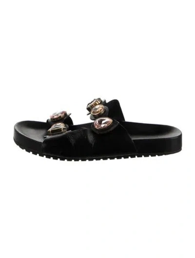Pre-owned Sophia Webster Leather Crystal Embellishments Slides In Black