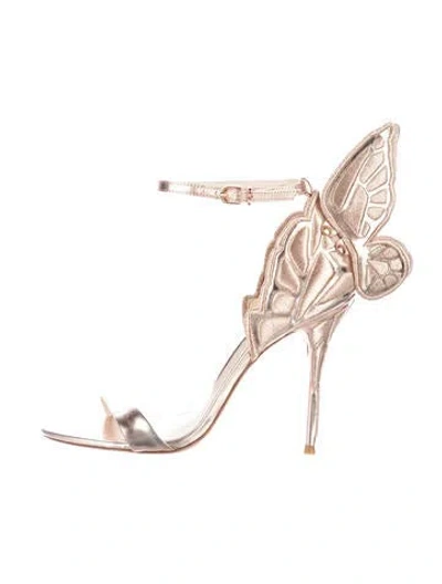 Pre-owned Sophia Webster Leather Embroidered Accent Sandals In Metallic/pink