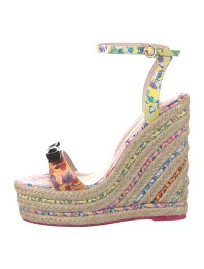 Pre-owned Sophia Webster Leather Floral Print Espadrilles In Pink