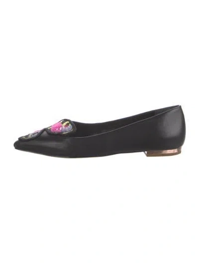 Pre-owned Sophia Webster Leather Floral Print Flats In Black