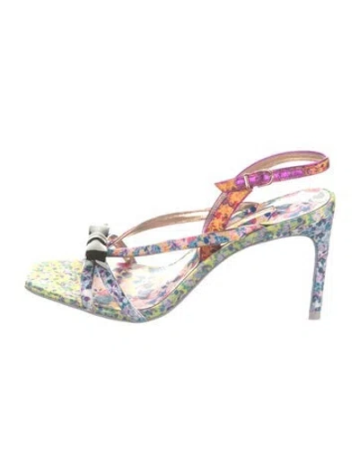 Pre-owned Sophia Webster Leather Floral Print Sandals In Green