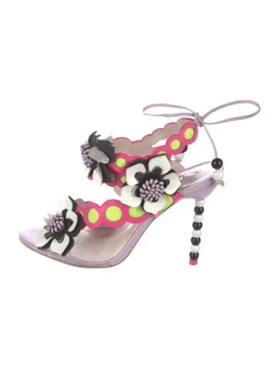 Pre-owned Sophia Webster Leather Floral Print Sandals In Pink