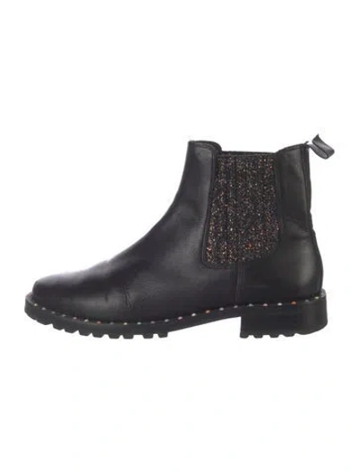 Pre-owned Sophia Webster Leather Glitter Accents Chelsea Boots In Blue