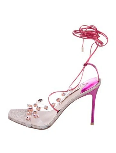 Pre-owned Sophia Webster Leather Glitter Accents Gladiator Sandals In Red