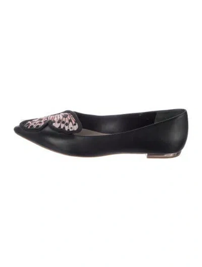 Pre-owned Sophia Webster Leather Graphic Print Flats In Black