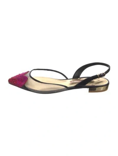 Pre-owned Sophia Webster Leather Graphic Print Flats In Black
