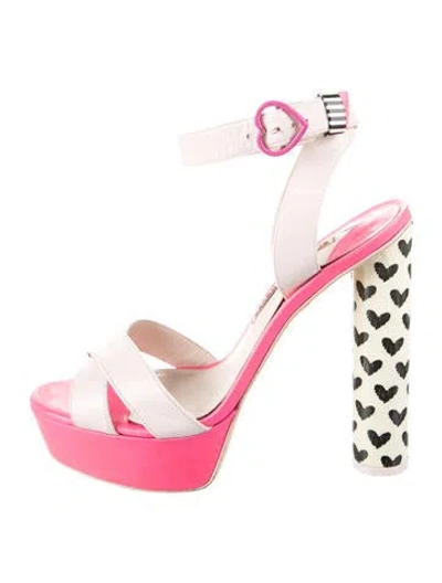 Pre-owned Sophia Webster Leather Graphic Print Sandals In Pink
