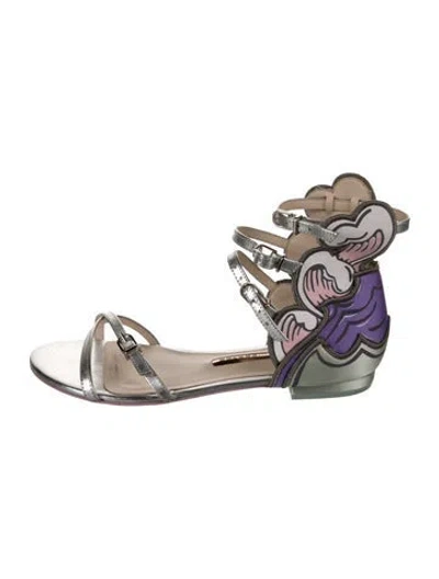 Pre-owned Sophia Webster Leather Graphic Print Sandals In Silver