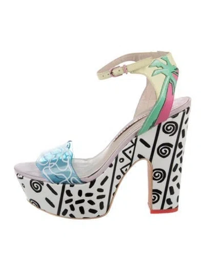 Pre-owned Sophia Webster Leather Graphic Print Sandals In White