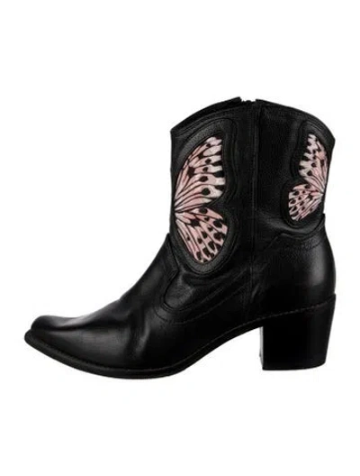 Pre-owned Sophia Webster Leather Graphic Print Western Boots In Black
