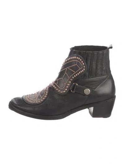 Pre-owned Sophia Webster Leather Graphic Print Western Boots In Black/metallic