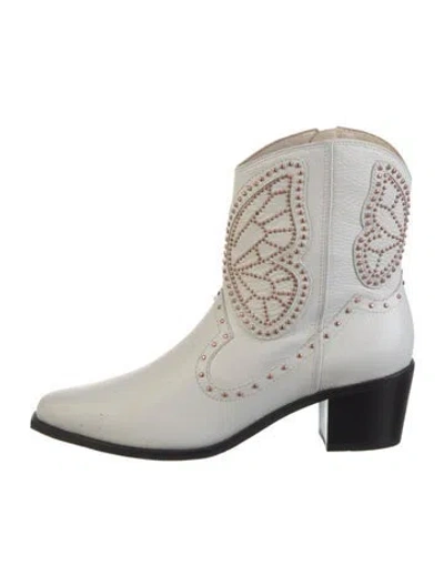Pre-owned Sophia Webster Leather Graphic Print Western Boots In White