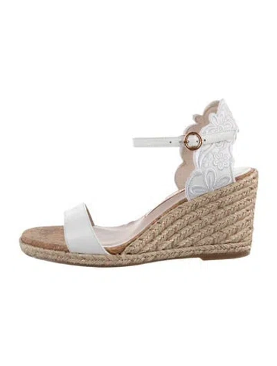 Pre-owned Sophia Webster Leather Lace Pattern Sandals In White