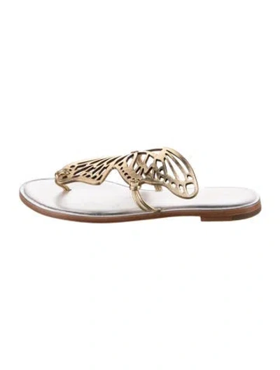 Pre-owned Sophia Webster Leather Lasercut Accents Sandals In Gold/metallic