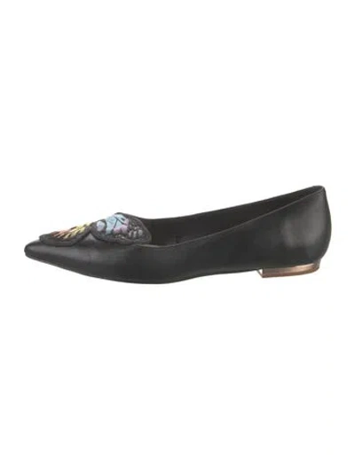 Pre-owned Sophia Webster Leather Patterned Flats In Black