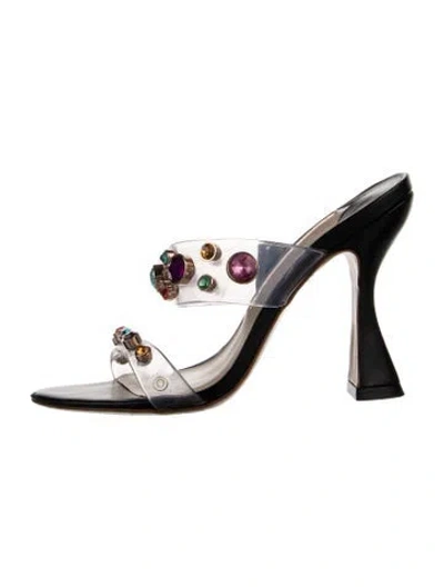 Pre-owned Sophia Webster Leather Patterned Slides In Transparent