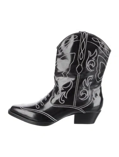 Pre-owned Sophia Webster Leather Patterned Western Boots In Black