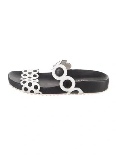 Pre-owned Sophia Webster Leather Polka Dot Print Slides In Black/white