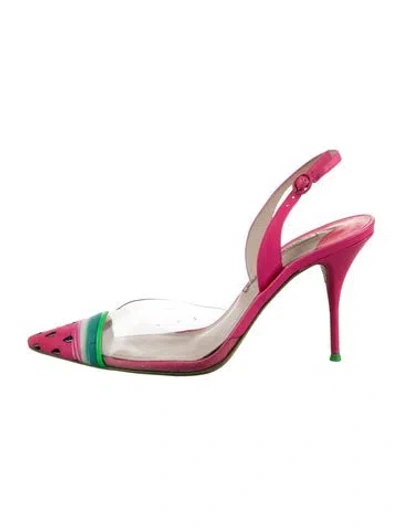 Pre-owned Sophia Webster Leather Polka Dot Print Slingback Pumps In Pink