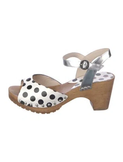 Pre-owned Sophia Webster Leather Polka Dot Print Slingback Sandals In Multi
