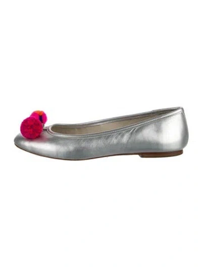 Pre-owned Sophia Webster Leather Pom-pom Embellishments Ballet Flats